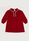 Ruffle Collar Long Sleeve Knitted Dress In Red (4-10yrs) DRESSES  from Pepa London