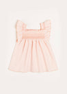 Striped Smock Detail Ruffle Sleeve Blouse in Tangerine (4-10yrs) Blouses  from Pepa London