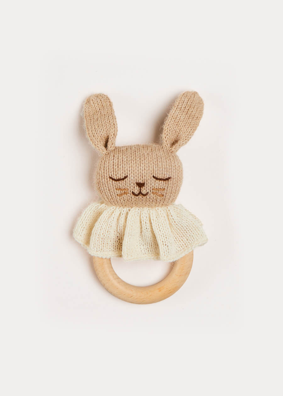 Knitted Bunny Teether in Beige Toys  from Pepa London