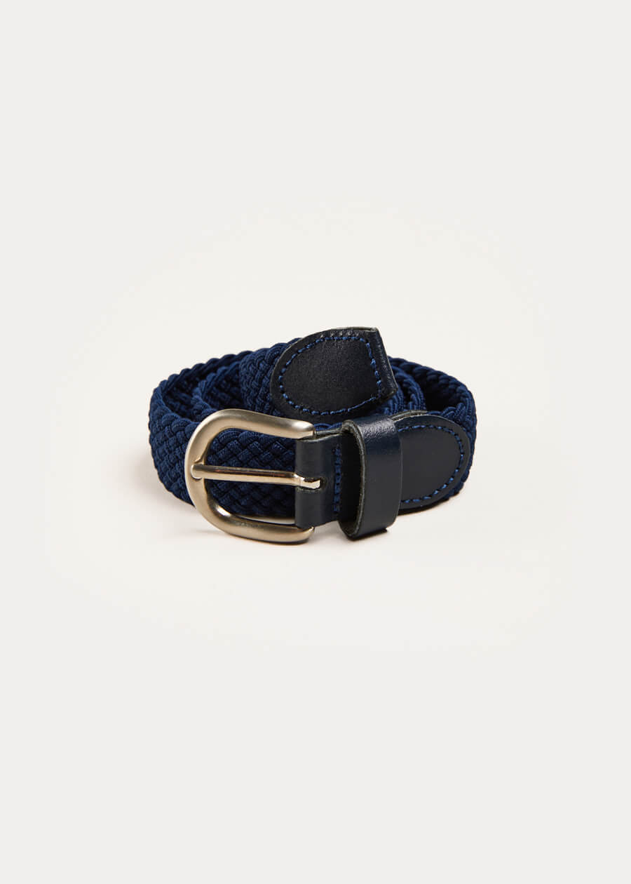 Leather Braided Belt in Navy Pepa London - Main Image
