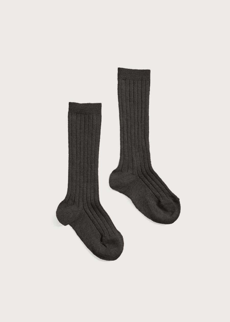 Ribbed Knee Socks in Dark Grey (0mths-10yrs) Socks from Pepa London