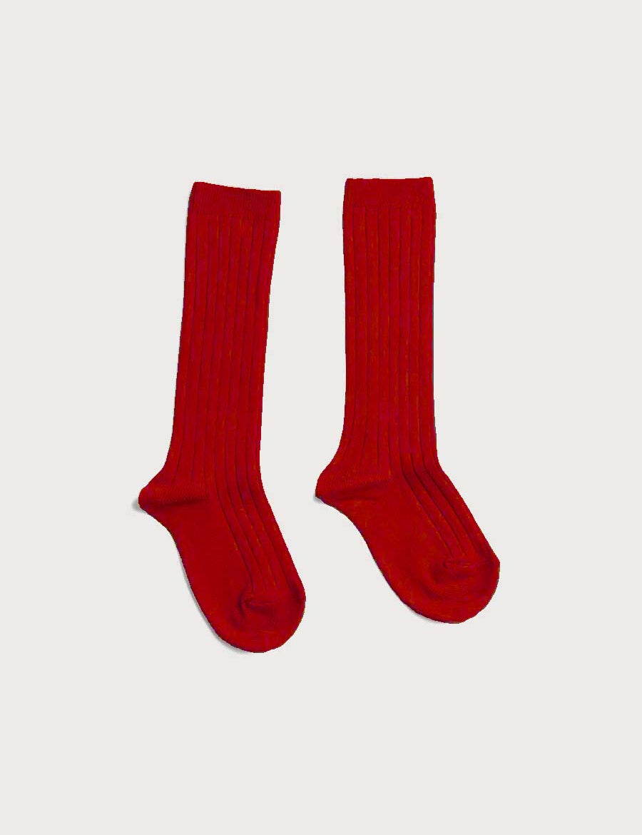 Ribbed Knee Socks in Red (0mths-10yrs) Socks from Pepa London