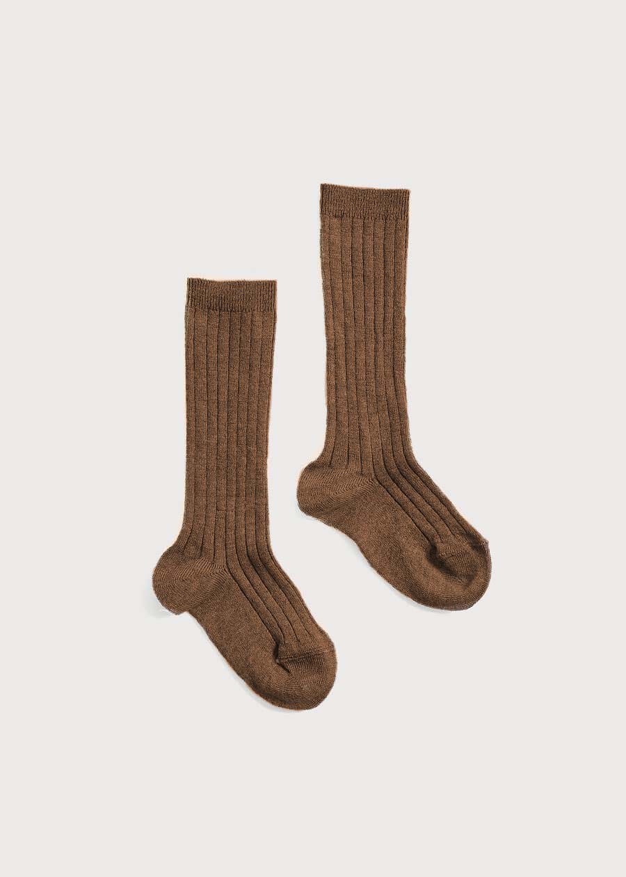 Ribbed Knee Socks in Chocolate Brown (0mths-10yrs) Socks from Pepa London