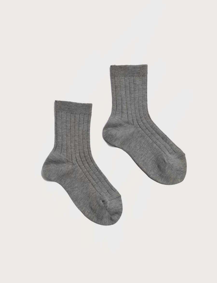 Ribbed Short Socks in Grey (0mths-10yrs) Socks from Pepa London