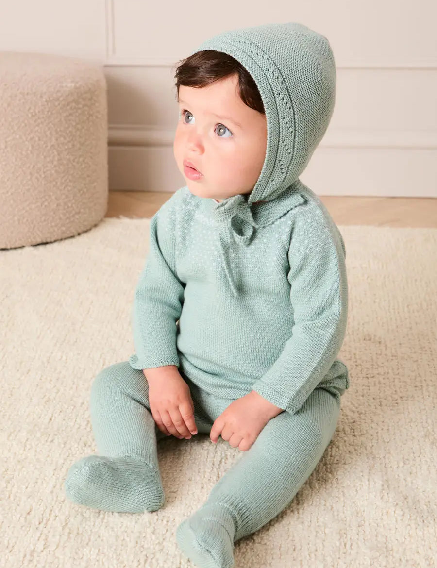 Long Sleeve Knitted Set in Green (1mth-12mths) Knitted Sets from Pepa London