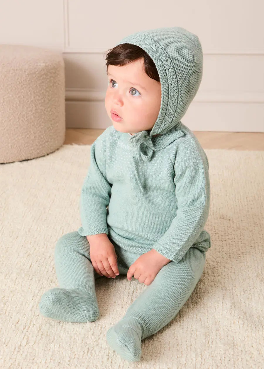 Long Sleeve Knitted Set in Green (1mth-12mths) Knitted Sets from Pepa London