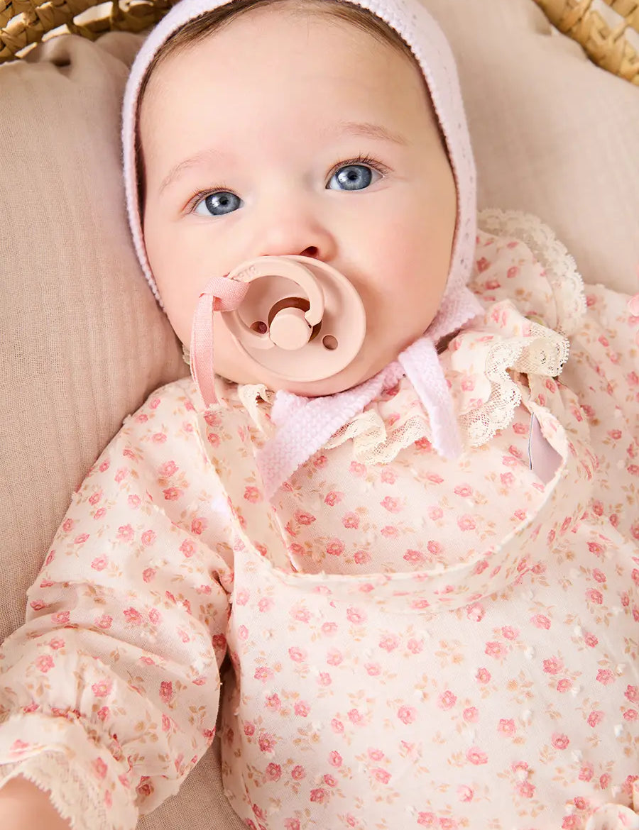 Martha Floral Ruffle Collar Lace Trim Long Sleeve Blouse in Pink (1mth-12mths) Blouses from Pepa London