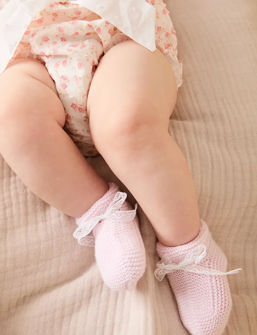 Martha Floral Bow Detail Swiss Voile Bloomers in Pink (1mth-12mths) Bloomers from Pepa London