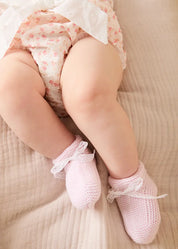 Martha Floral Bow Detail Swiss Voile Bloomers in Pink (1mth-12mths) Bloomers from Pepa London
