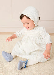 Betsy Floral Lace Detail Dress in Blue (1mth-12mths) Dresses from Pepa London