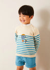 Balloon Intarsia Striped Jumper in Beige (12mths-6yrs) KNITWEAR from Pepa London