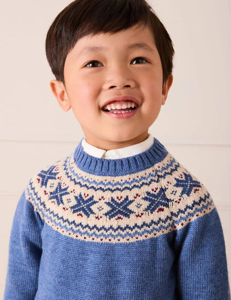 Classic Fair Isle Jumper in Blue (18mths-10yrs) KNITWEAR from Pepa London