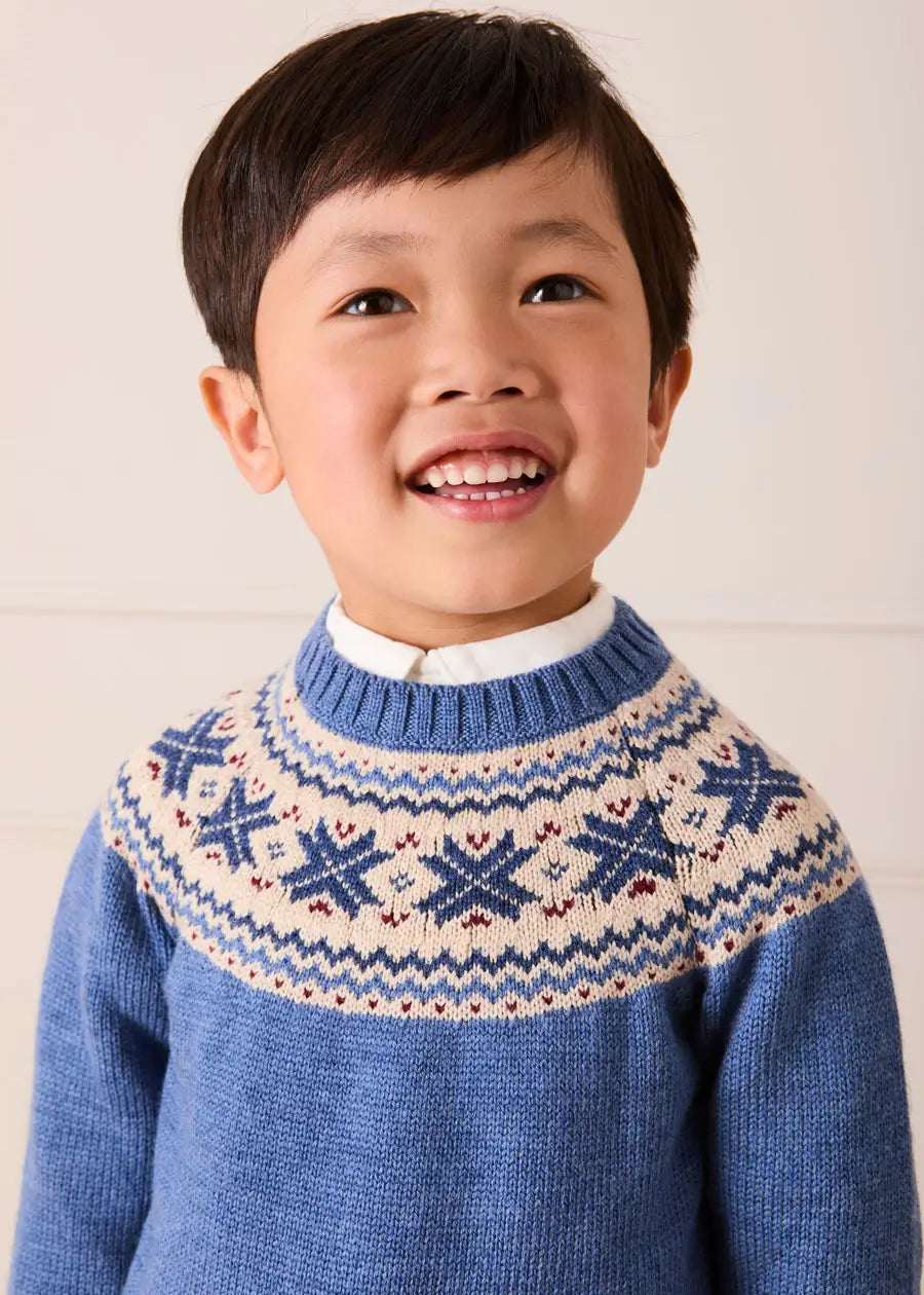 Classic Fair Isle Jumper in Blue (18mths-10yrs)