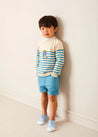 Balloon Intarsia Striped Jumper in Beige (12mths-6yrs) KNITWEAR from Pepa London