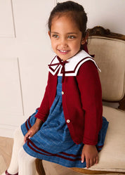 Moreton Check Mariner Collar Velvet Detail Dress in Blue (18mths-10yrs) Dresses from Pepa London