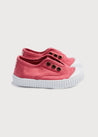 Faux Lace Hole Canvas Plimsolls in Raspberry Red (19-34EU) Shoes  from Pepa London