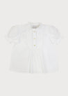 Frilly Neck Pleated Short Sleeve Blouse in White (18mths-10yrs) Blouses  from Pepa London