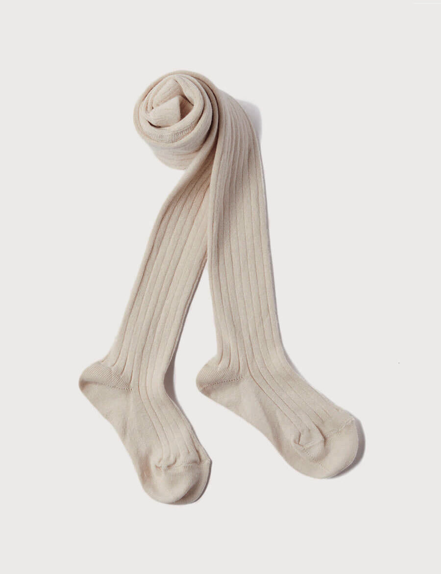 Ribbed Knitted Tights in Stone (3mths-8yrs) Tights  from Pepa London