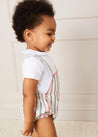 Striped Pocket Front Dungaree Romper in Red (3-18mths) Rompers  from Pepa London