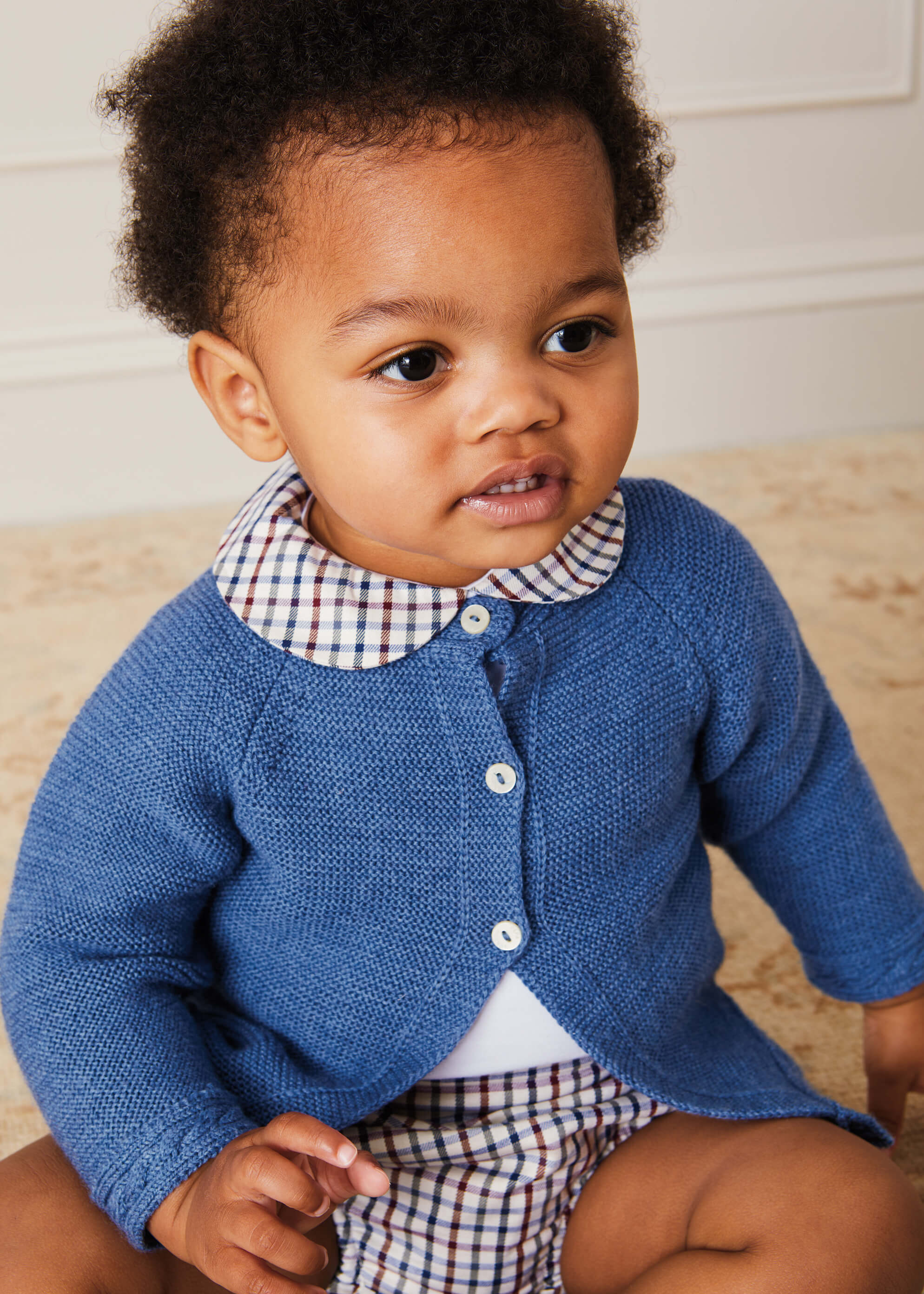 Check Button Detail Bloomers In Beige (3mths-2yrs) BLOOMERS  from Pepa London