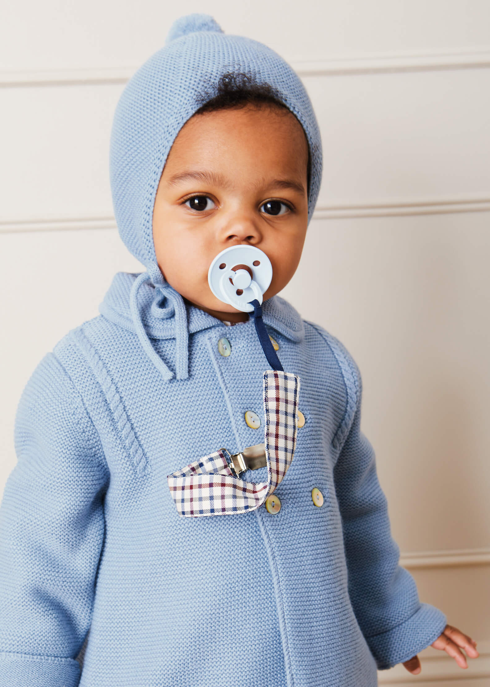 Merino Wool Pom Pom Hat In Blue (S-L) KNITWWEAR from Pepa London