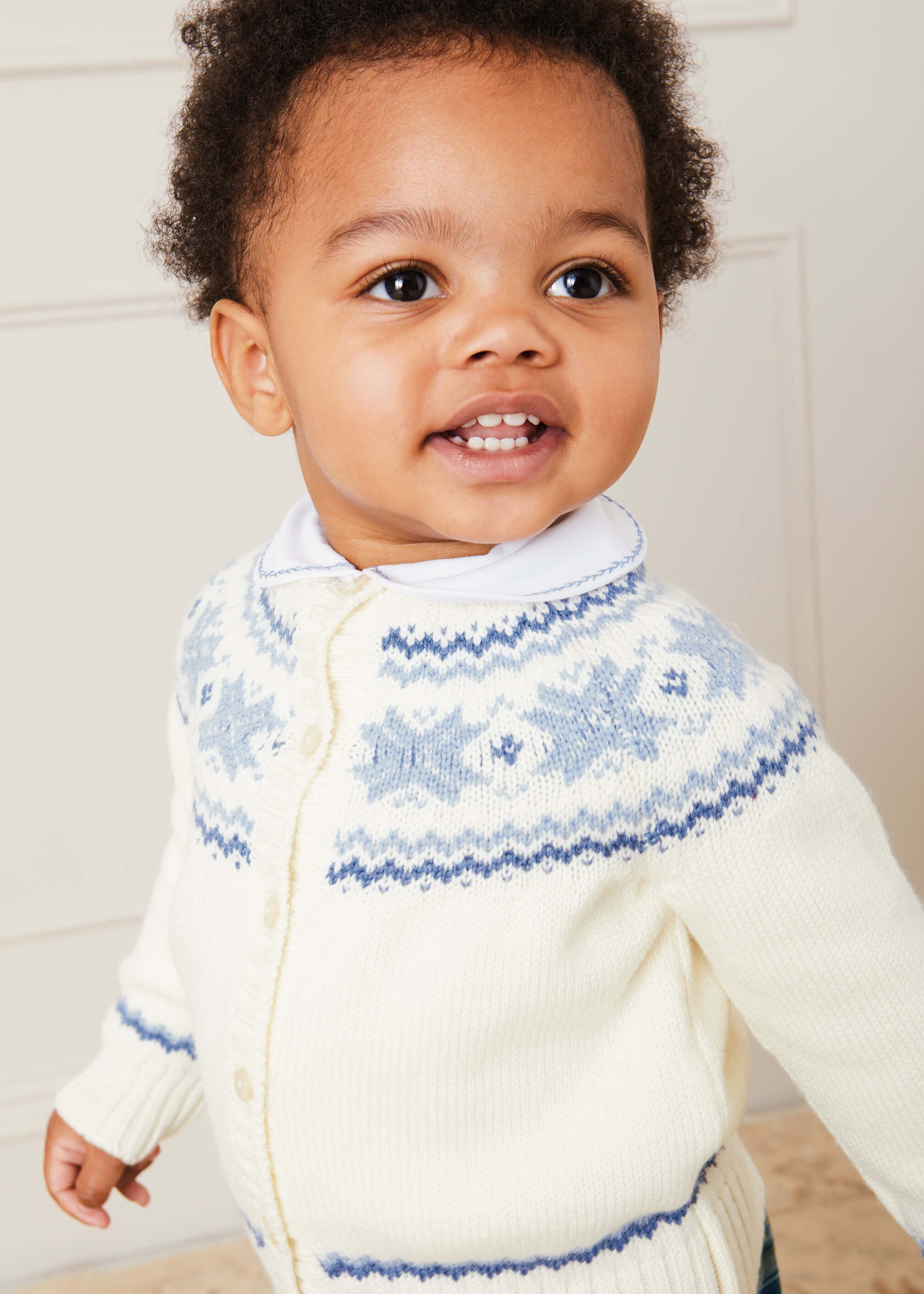 Fair Isle Cardigan in Cream (6mths-3yrs) KNITWEAR  from Pepa London