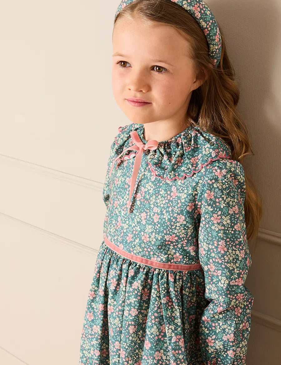 Beatrice Floral Padded Hairband in Teal Hair Accessories from Pepa London