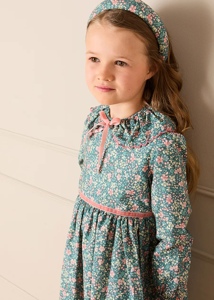Beatrice Floral Padded Hairband in Teal Hair Accessories from Pepa London
