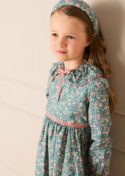 Beatrice Floral Padded Hairband in Teal Hair Accessories from Pepa London
