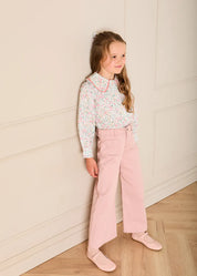 Violet Floral Frill Collar Detail Blouse in Pink (18mths-10yrs) Blouses from Pepa London