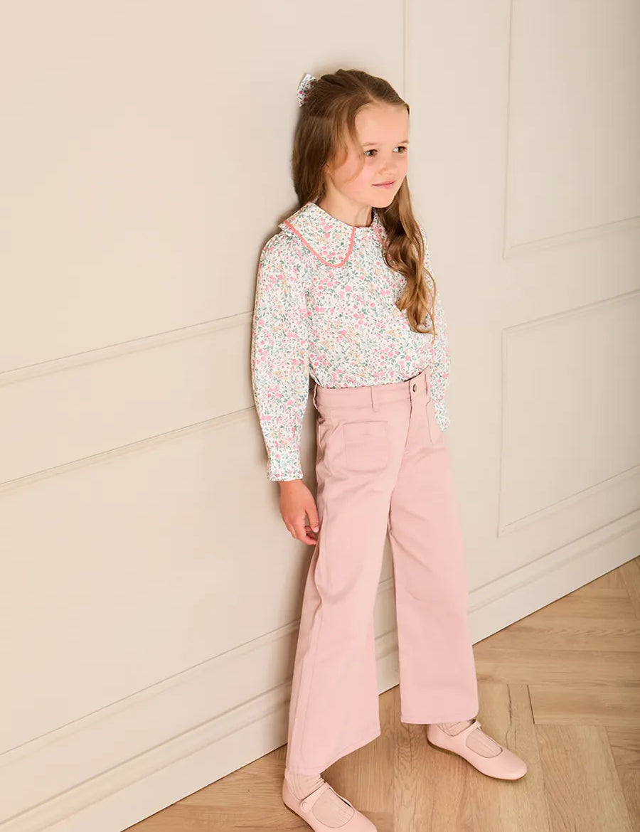 Plain Wide Leg Trousers in Pink (4-10yrs) Trousers from Pepa London