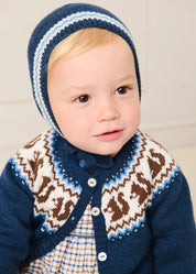 Squirrel Jacquard Knitted Cardigan in Navy (6mths-5yrs) Knitwear from Pepa London
