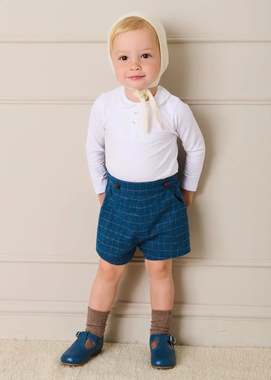 Moreton Check Button Detail Bloomer Shorts in Navy (6mths-4yrs) Bloomers from Pepa London