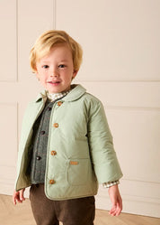 Pocket Detail Puffer Jacket in Sage Green (12mths-4yrs) Coats from Pepa London