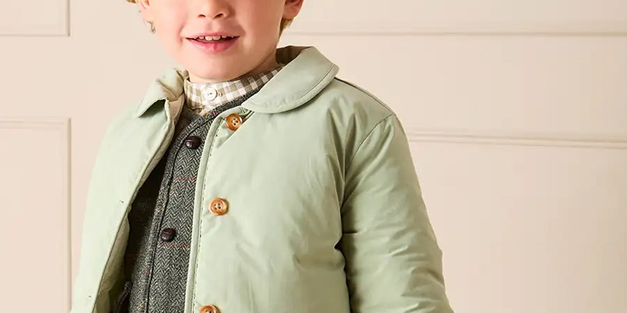 Pocket Detail Puffer Jacket in Sage Green (12mths-4yrs) Coats from Pepa London