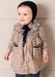 Marianne Floral Long Sleeve Dress with Bloomers in Mustard Made with Liberty Fabric (3mths-3yrs) Dresses from Pepa London