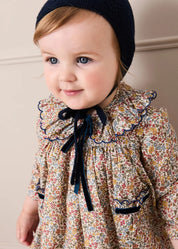 Marianne Floral Long Sleeve Dress with Bloomers in Mustard Made with Liberty Fabric (3mths-3yrs) Dresses from Pepa London