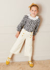 Floral Ruffle Collar Long Sleeve Blouse In Black (4-10yrs) BLOUSES  from Pepa London