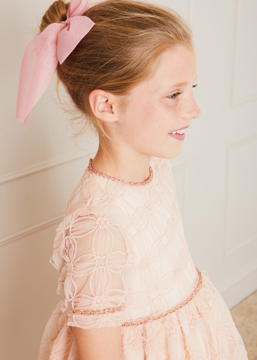 Tulle Long Bow Clip In Rose Pink HAIR ACCESSORIES  from Pepa London