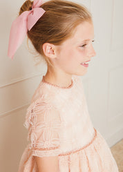 Tulle Long Bow Clip In Rose Pink HAIR ACCESSORIES  from Pepa London