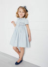 Handsmocked Delicate Stripe Short Sleeve Dress in Blue (12mths-10yrs) Dresses  from Pepa London