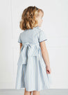 Handsmocked Delicate Stripe Short Sleeve Dress in Blue (12mths-10yrs) Dresses  from Pepa London