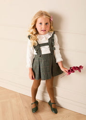 Harrington Tweed Skirt With Ruffle Braces in Brown (18mths-6yrs) Skirts from Pepa London
