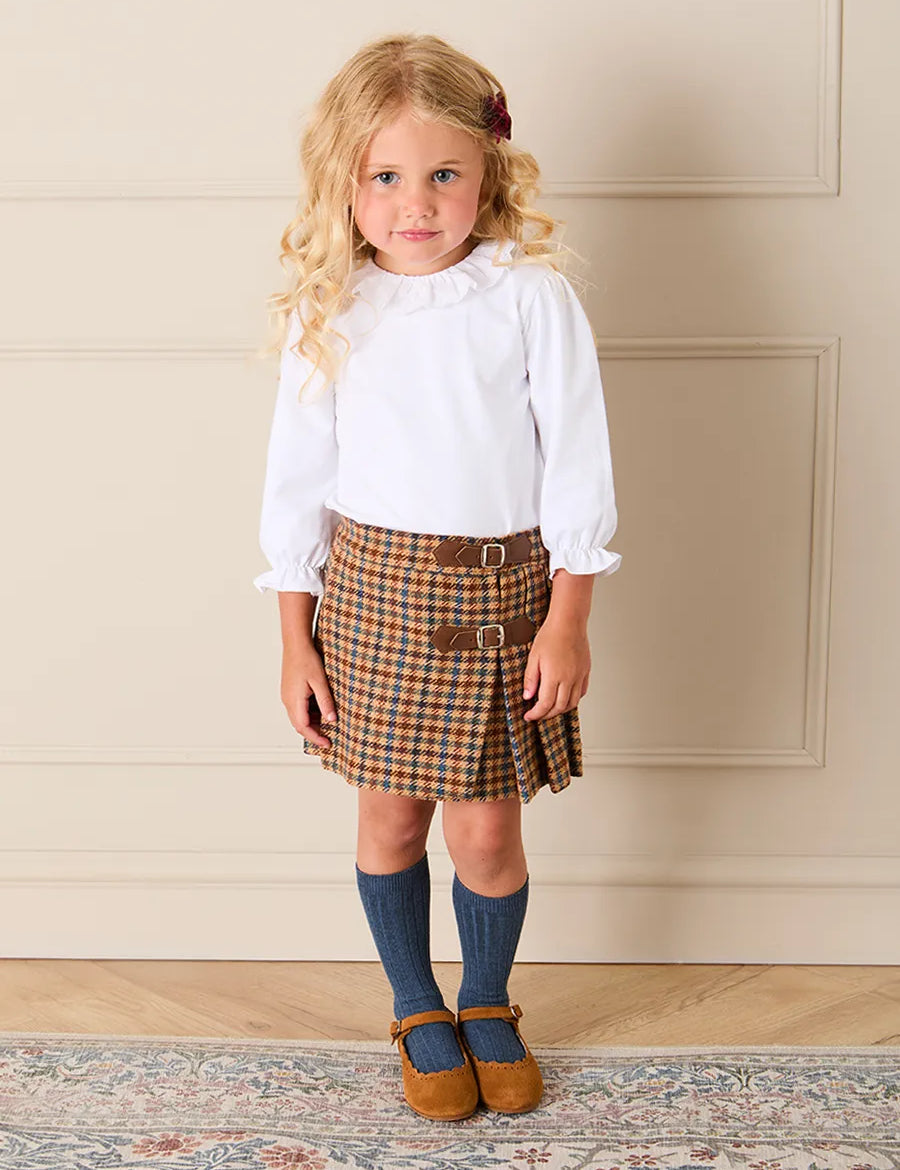 Lace Frill Collar Long Sleeve Top in White (18mths-10yrs) Tops & Bodysuits from Pepa London