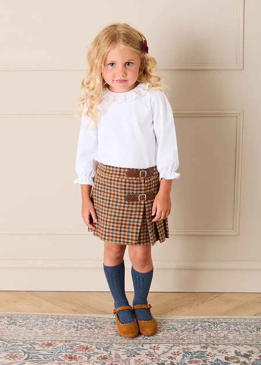 Lace Frill Collar Long Sleeve Top in White (18mths-10yrs) Tops & Bodysuits from Pepa London