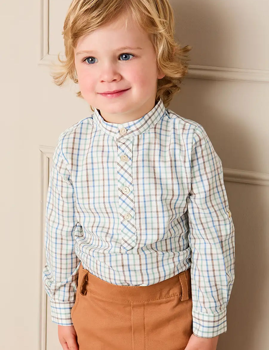 Beaumont Check Long Sleeve Shirt in Blue (18mths-10yrs) SHIRTS from Pepa London