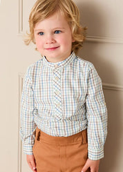 Beaumont Check Long Sleeve Shirt in Blue (18mths-10yrs) SHIRTS from Pepa London