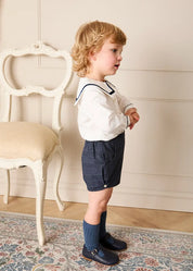 Fitzroy Check Mariner Collar Two Piece Set in Navy (18mths-4yrs) TWO PIECE SETS from Pepa London