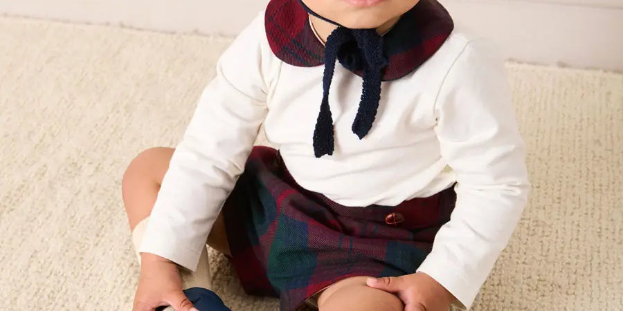 Grosvenor Tartan Button Detail Bloomers in Red (3mths-4yrs) Bloomers from Pepa London