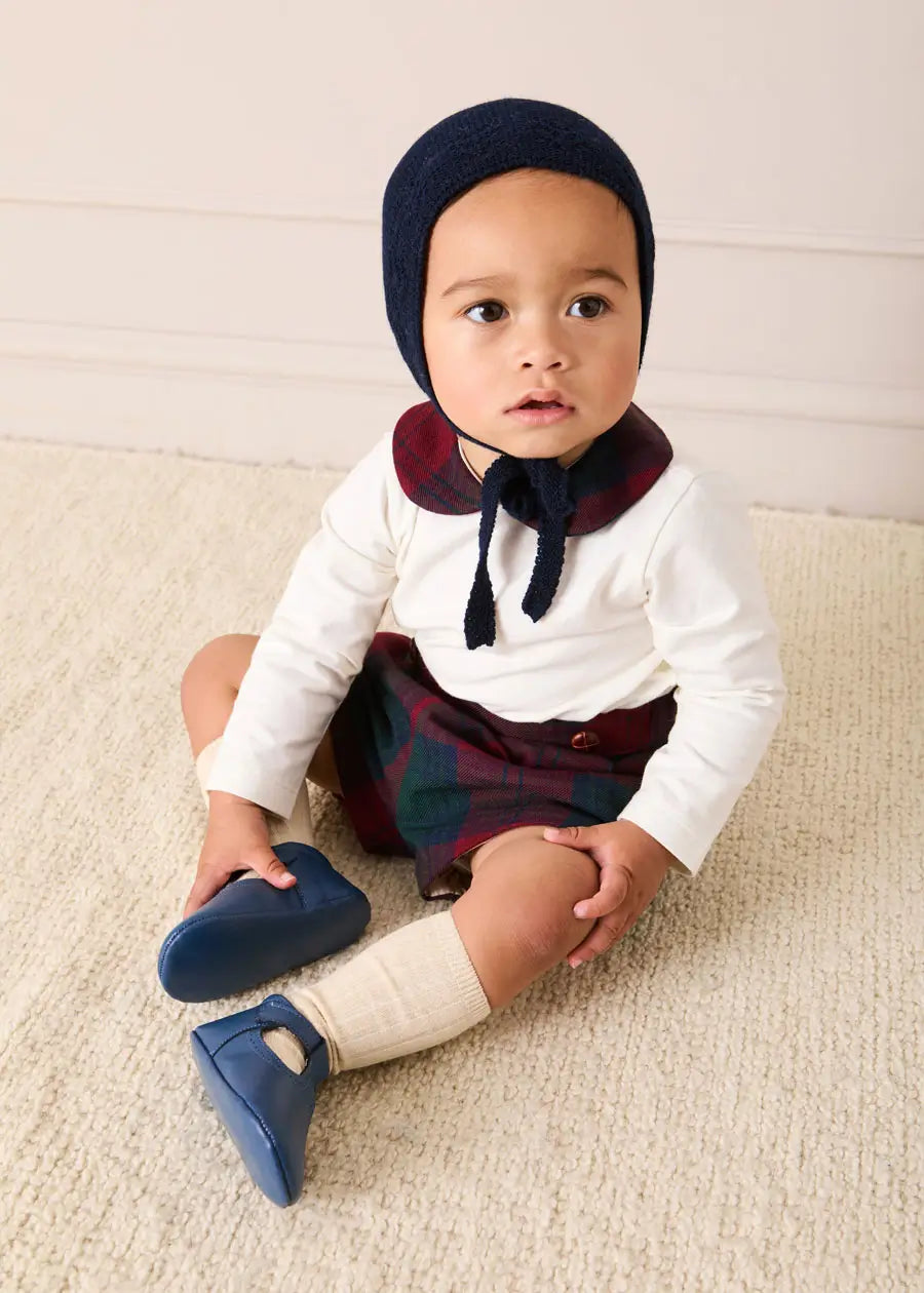 Grovesnor Tartan Collar Long Sleeve Bodysuit in Red (1mth-3yrs) Tops & Bodysuits from Pepa London